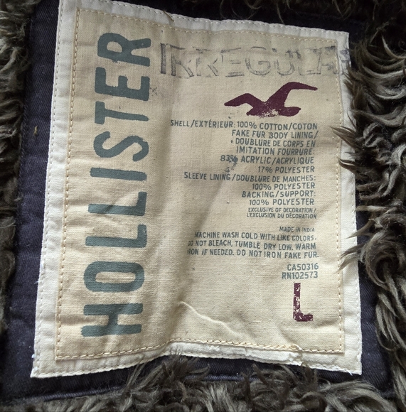 Mens L fur lined jacket - brand Hollister - size L - Picture 3 of 6